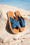 Zeta Blue Cross Linen Men's Slippers