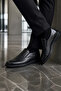 Men's Black Classic Laceless Leather Shoes Comfortable for Daily Office Use - 2