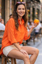 Women's Oversize Long Shirt Orange 1001