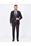 Black Groom Suit Set - Slim Fit Suits with Detachable Collar & Navy Blue Patterned Vest & Accessories