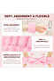 32Pcs Makeup Brush Set with Sponges, Puffs, Headband, Cleansing Pad, Pink - 5