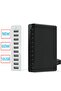 شاحن USB أبيض اللون بقوة 60 واط و10 منافذ لأجهزة iPhone وiPad وKindle، قاعدة شحن متعددة المنافذ USB...
