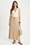 Women's Seaside Mink Lined Elastic Waist Woven Long Skirt with Pockets - 2