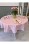 Royal Linen Textured Glitter Round Tablecloth Pink - 4