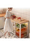 120cm Kitchen Island Cart with Storage Shelves & Wire Baskets – Rolling Kitchen Organizer Rack - 2