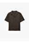 Regular Fit Turn-Down Collar Cotton-Linen Blend Short Sleeve Shirt - 5
