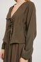 Premium Blouse with Lace-Up Front and Elastic Detail on Sleeves - 3