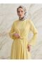 Front Tie Accessory Detail Dress-Yellow - 2