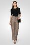 Women Regular Fit Solid Flared Pants, Taupe