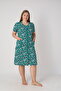 Women's Plus Size 100% Cotton Combed Fabric Zippered Summer Dress / Navy-White-Green - 2