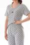 Heart Patterned Short Sleeve Capri Pajama Set - 5