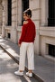 Women's Red Off-The-Shoulder Knit Sweater - 6