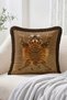 Brown Fringed-Tasseled Throw Pillow Cover with Tiger Print, Decorative Pillowcase and Vintage Style