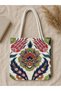 Women's Chinese Woven Shoulder Bag Casual Tote Bag - 5