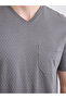 Gray V-Neck Printed Men's Shorts Pajama Set - 3