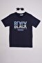 Black Text Printed Crew Neck Boys' T-Shirt