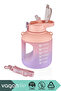 1100ml New Collection Large Size Dual Color Silicone Straw Motivational Polycarbonate Water Bottle with Neck Strap and Handle, Sticker Gift Included - 3