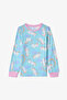 Light Blue Girls' Unicorn Patterned Thermal Effect Pajama Set - 2