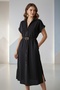 Shirt Collar Midi Dress Comfortable Fit with Pockets and Belt - 4