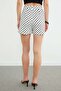 Polka Dot Patterned Slit Skirt Shorts - 8