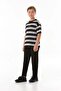 Striped Text Embroidered Boy's T-Shirt - 3