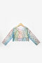 Multicolored Long Sleeve Starry Girl's Tulle Crop Top - 5