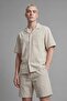 100% Cotton Boxy Fit Apaş Collar Short Sleeve Ecru Shirt H7657Ax26Hs