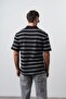 Men's Rs Embroidered Striped Polo Collar Regular Fit T-Shirt Black - 5
