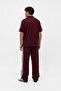 Men's Regular Fit Tracksuit Set with Stripe Detail, Burgundy - 4