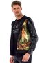 C44610 Leather Sleeve Hooded Men's Jacket - 2