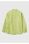 Boy's Yellow Logo Embroidered Pocket Wooden Button Mandarin Collar Shirt - 2