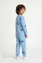 Blue Boy's Farm Cow Patterned Zippered Pajama Jumpsuit - 2