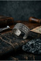 Viking Knitted Motif Maze Framed Special Design Masculine Adjustable Men's Ring