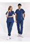 Petrol Blue Jogger Pants Luxury Stretch Fabric Uniform Sets Stretch Fabric Scrubs - 2