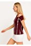 Shoulder Detail Digital Printed Single Jersey Fabric Blouse - 4