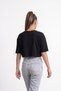 Women's Black 100% Cotton Breathable Fabric Crew Neck Oversize Basic Crop T-Shirt - 2