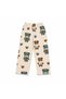 Mother-Daughter Cotton Milan Fabric Beige Color Green Teddy Bear Patterned Shirt Collar Sleep Band Pajama Set - 4