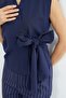 Side Tie Draped Double-Breasted Collared Shirt - 5