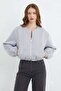 Zippered Crop Jacket with Elastic Waist - 2