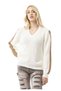 Wp260 Women's Knitted Sweater – V-Neck Sweater with Ribbed Structure and Striped Details on the Sleeves |   Daily - 3