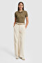 Women's Khaki Polo Collar Basic T-Shirt 50323461-Vr027 - 4