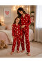 Mother-Daughter Cotton Suede Fabric Heart Patterned Pajama Set (Price Is for One Set) - 3