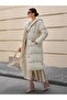 Women's Beige Hooded Long Puffer Coat - 4