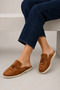 Genuine Leather Tan Suede Daily Women's Slippers - 6
