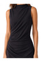 Crepe Scuba Fabric Slit Detailed High Neck Flowy Sleeveless Midi Dress - 5