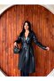 Zr Belted Lined Leather Long Trench Coat - 2