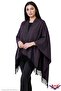 Soft Textured Tassel Detailed Shoulder Shawl Poncho