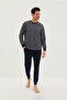 3-Piece Crew Neck Striped Cotton Pajama Set