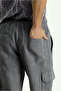 Linen Bermuda with Lace-Up Waist and Cargo Pockets - 8682608545422 - 6