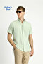 Short Sleeve Relaxed Fit Buttoned Collar Linen Look Cotton Sports Shirt